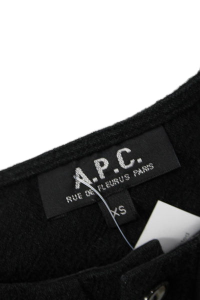 A.P.C. Womens Black Cotton Shift Dress Sleeveless Henley Button Short Size XS