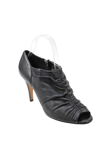 Antonio Melani Womens Side Zip Stilettul Ruched Peep Toe Pumps Black Size 7.5