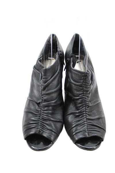 Antonio Melani Womens Side Zip Stilettul Ruched Peep Toe Pumps Black Size 7.5