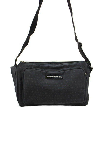 Sonia Rykiel Womens Graphic Print Multi-Compartment Shoulder Bag Black