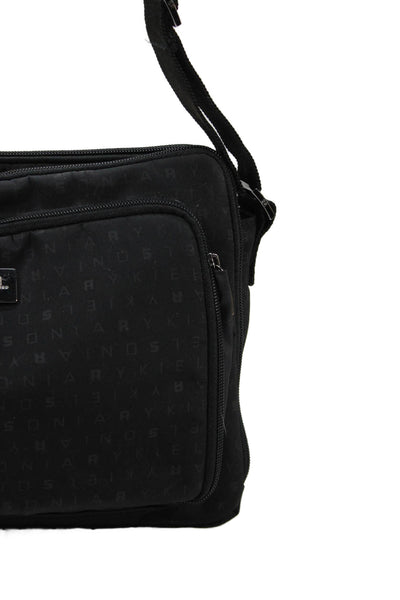 Sonia Rykiel Womens Graphic Print Multi-Compartment Shoulder Bag Black