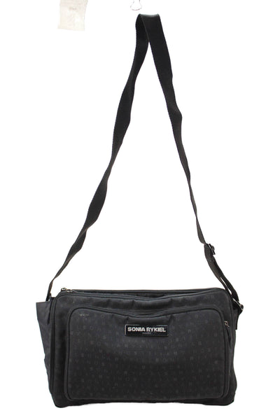 Sonia Rykiel Womens Graphic Print Multi-Compartment Shoulder Bag Black