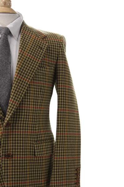 Partito Mens Brown Plaid Blazer Button Closure Size 40