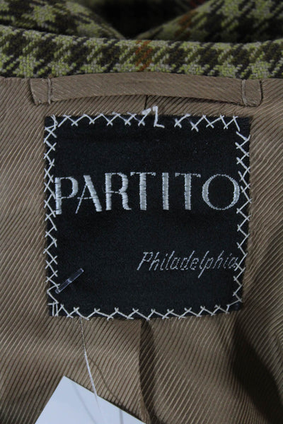 Partito Mens Brown Plaid Blazer Button Closure Size 40