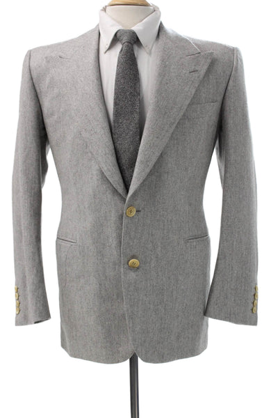 Partito Mens Wool Blend Gray Blazer Button Solid Size 40