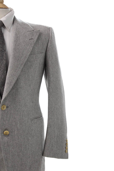 Partito Mens Wool Blend Gray Blazer Button Solid Size 40