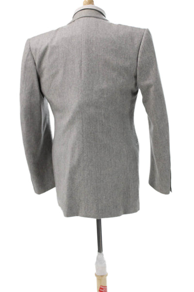 Partito Mens Wool Blend Gray Blazer Button Solid Size 40