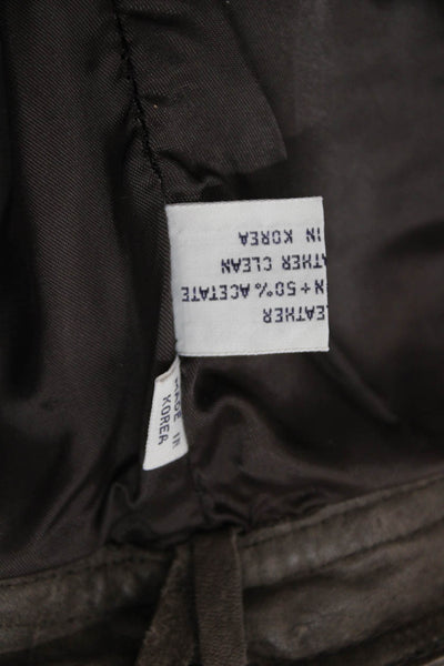Designer Mens Dress Pants Brown Leather Solid Button Size 26