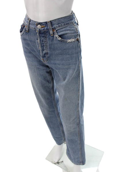 Re/Done Womens Straight Jeans Blue Mid Rise Button Fly Size 23