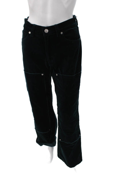 Re/Done Womens Straight Jeans Green Button Cotton Size 24