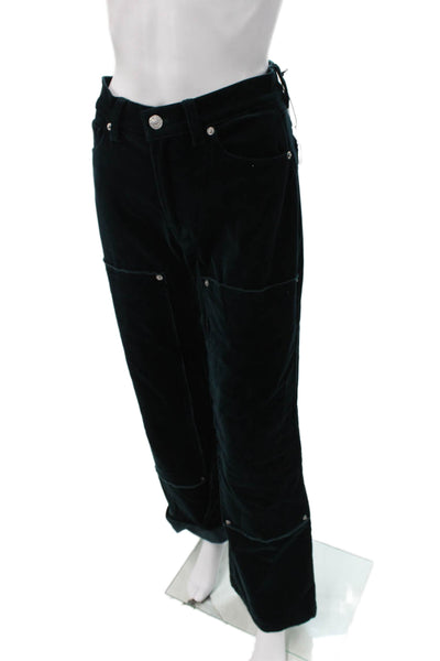 Re/Done Womens Straight Jeans Green Button Cotton Size 24