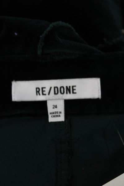 Re/Done Womens Straight Jeans Green Button Cotton Size 24
