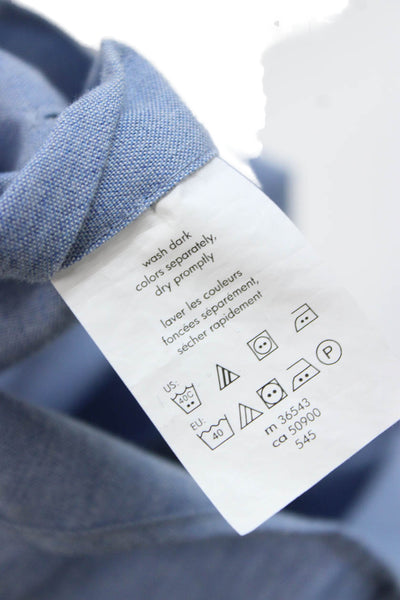 Calvin Klein Mens Button Up Collared Cotton Long Sleeve Blue Shirt Size S