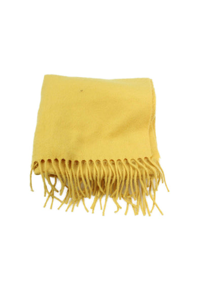 Loro Piana Unisex Adults Cashmere Fringe Wrap Scarf Yellow Size 36" x 17"