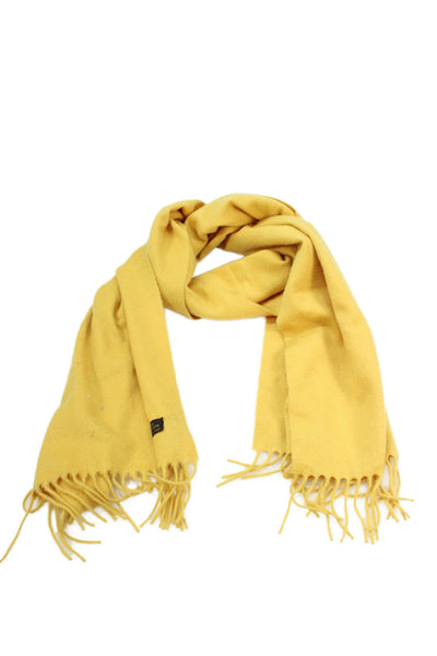 Loro Piana Unisex Adults Cashmere Fringe Wrap Scarf Yellow Size 36" x 17"