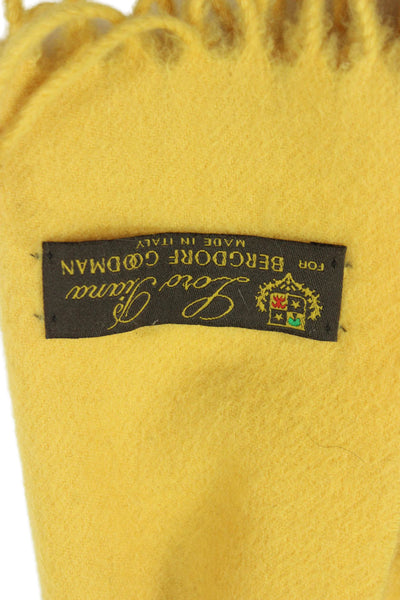 Loro Piana Unisex Adults Cashmere Fringe Wrap Scarf Yellow Size 36" x 17"