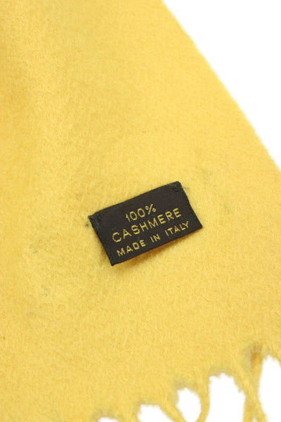 Loro Piana Unisex Adults Cashmere Fringe Wrap Scarf Yellow Size 36" x 17"
