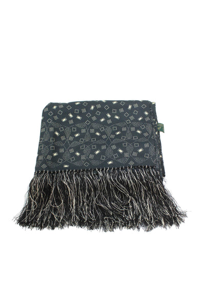 Louis Boston Unisex Adults Silk Geometric Classic Scarf Blue Size 32" x 18"