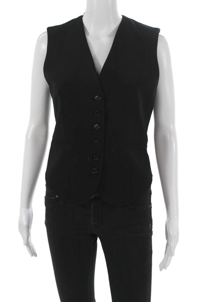 Zara Women Black Sleeveless Polyester Vest Button Closure Size XS