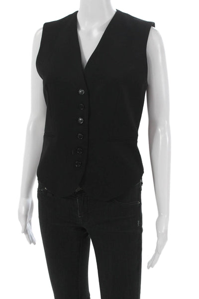Zara Women Black Sleeveless Polyester Vest Button Closure Size XS