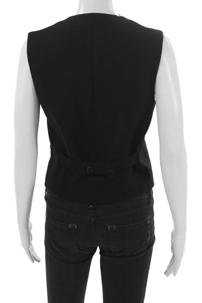 Zara Women Black Sleeveless Polyester Vest Button Closure Size XS
