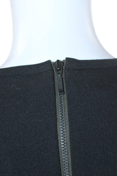Cefinn Women Black Basic Blouse Long Sleeve Zip Round Neck Polyester Size 4