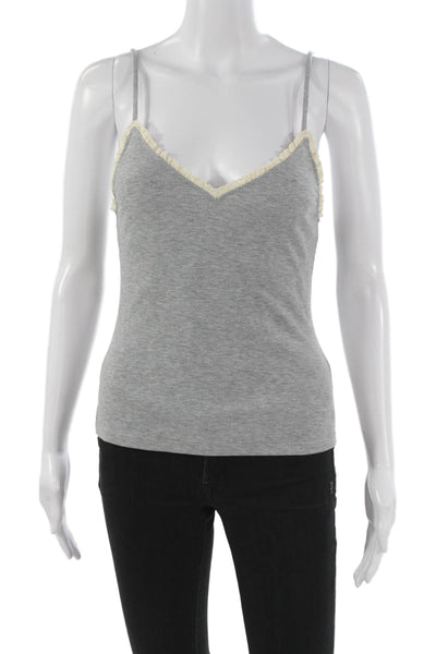 MNG Women Sleeveless V-Neck Viscose Tank Gray Size XS