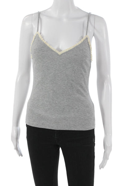 MNG Women Sleeveless V-Neck Viscose Tank Gray Size XS
