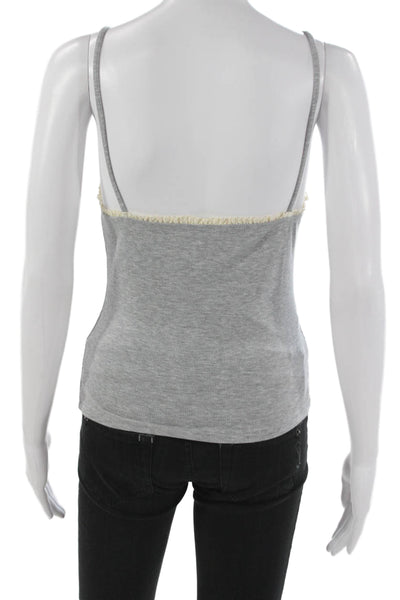 MNG Women Sleeveless V-Neck Viscose Tank Gray Size XS