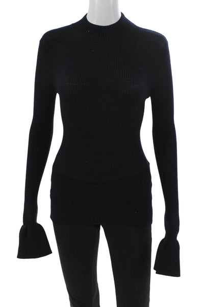 Khaite Womens Pullover Sweater Mock Neck Wool Black Size S