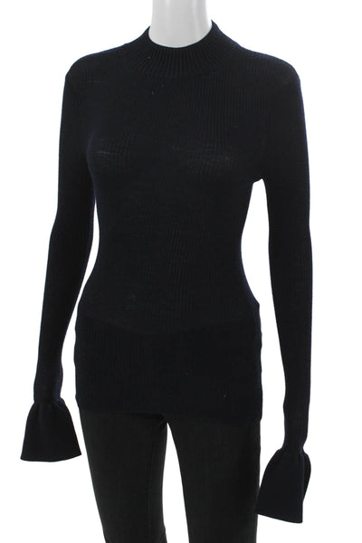 Khaite Womens Pullover Sweater Mock Neck Wool Black Size S