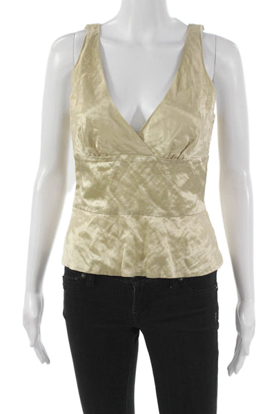 Joseph Women Basic V-Neck Sleeveless Wool Tank Beige Zip Size M