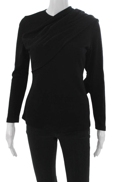 Safiyaa Women Black Wool Cowl Neck Long Sleeve Basic Blouse Size 36
