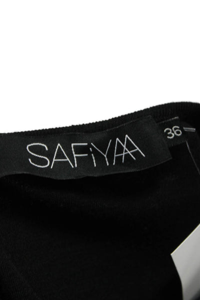 Safiyaa Women Black Wool Cowl Neck Long Sleeve Basic Blouse Size 36