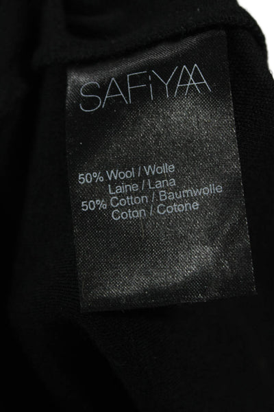Safiyaa Women Black Wool Cowl Neck Long Sleeve Basic Blouse Size 36