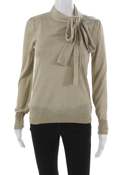 Zara Womens High Neck Viscose Pullover Sweater Gold Long Sleeve Size S