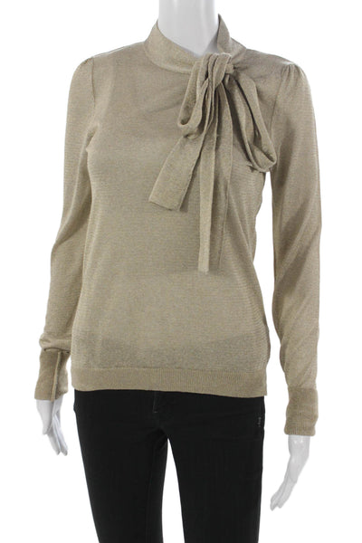 Zara Womens High Neck Viscose Pullover Sweater Gold Long Sleeve Size S