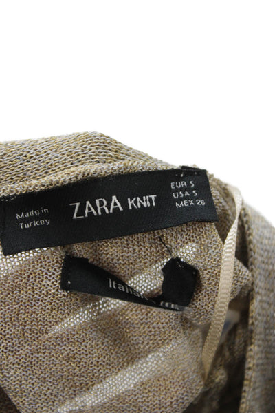 Zara Womens High Neck Viscose Pullover Sweater Gold Long Sleeve Size S