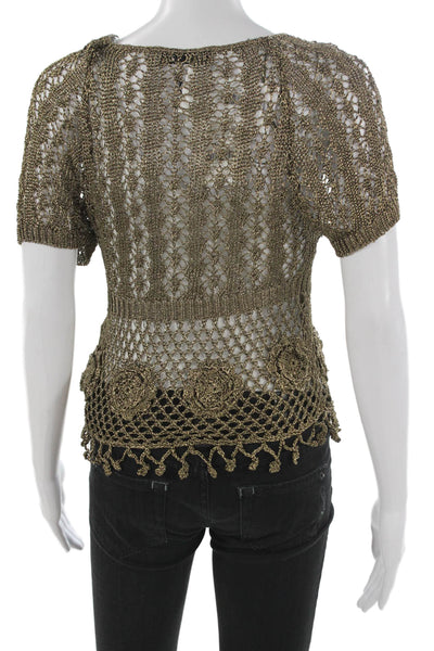 Zara Womens Basic Floral Viscose Pullover Round Neck Short Sleeve Blouse Size S