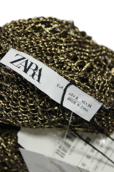 Zara Womens Basic Floral Viscose Pullover Round Neck Short Sleeve Blouse Size S