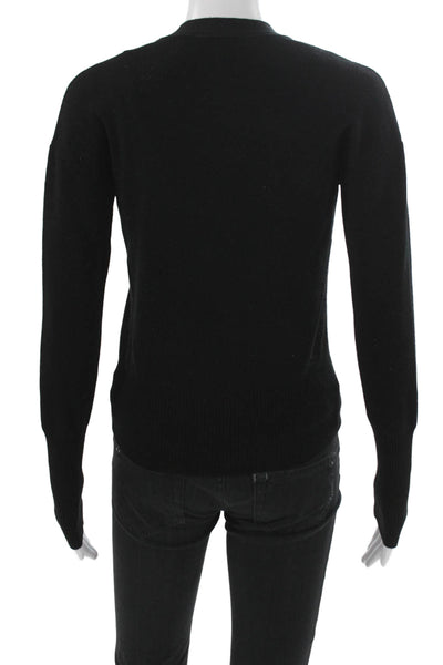 Me + Em Womens V Neck Black Wool Cardigan Long Sleeve Size XS