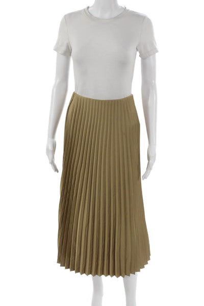 J Crew Womens Pleated Midi Skirt Green Polyester Size 2XS