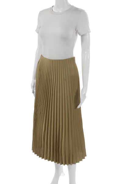 J Crew Womens Pleated Midi Skirt Green Polyester Size 2XS