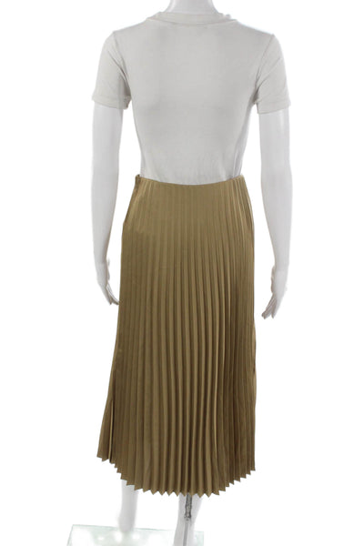 J Crew Womens Pleated Midi Skirt Green Polyester Size 2XS