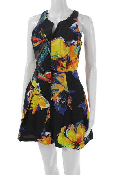 Milly Womens Fit & Flare Floral V-Neck Sleeveless Cotton Dress Size 2
