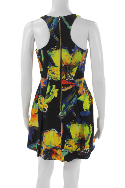 Milly Womens Fit & Flare Floral V-Neck Sleeveless Cotton Dress Size 2