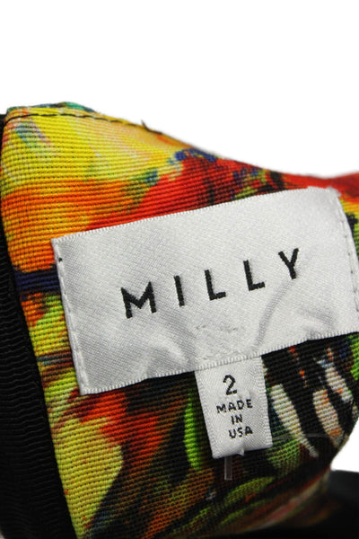 Milly Womens Fit & Flare Floral V-Neck Sleeveless Cotton Dress Size 2