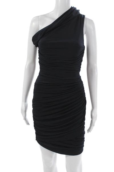 Vera Wang Lavender Label Womens Bodycon One Shoulder Black Zip Dress Size 0