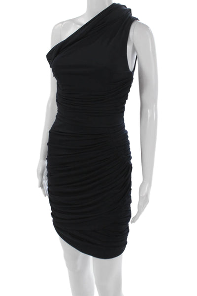 Vera Wang Lavender Label Womens Bodycon One Shoulder Black Zip Dress Size 0