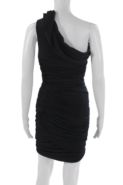 Vera Wang Lavender Label Womens Bodycon One Shoulder Black Zip Dress Size 0